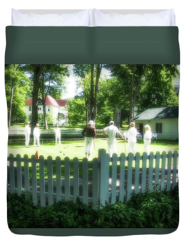 Croquet Duvet Cover featuring the photograph The Croquet Club With Radiance by Robert Carter