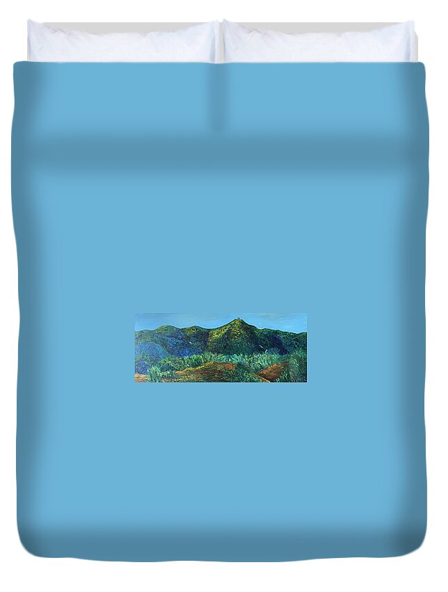 Impressionism Duvet Cover featuring the painting The Cube-Mt. Umunhum by Raji Musinipally