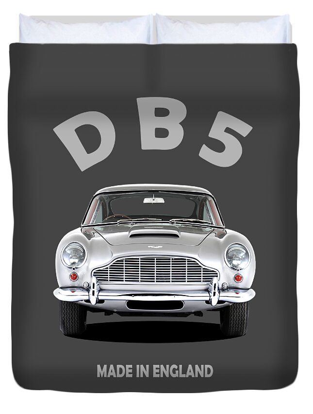 Aston Martin Db5 Duvet Cover featuring the photograph The DB5 Face by Mark Rogan