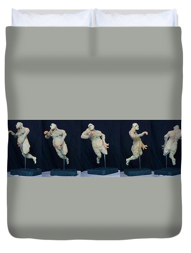 #sculpture Duvet Cover featuring the sculpture The Disabled Butoh Dancer by Veronica Huacuja