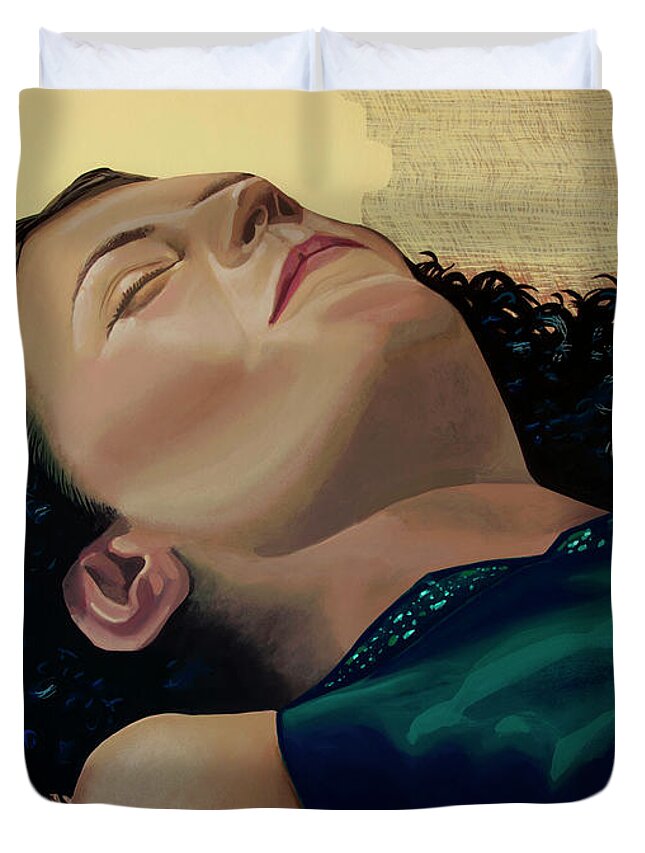 Arantzazu Martinez Duvet Cover featuring the painting The Dream of Arantzazu Martinez Painting by Paul Meijering