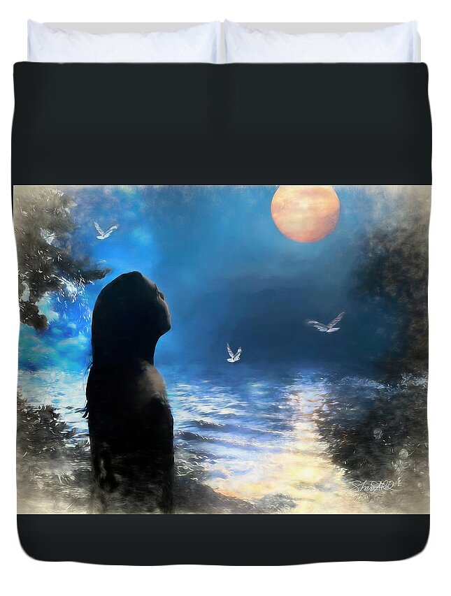 Moon Duvet Cover featuring the photograph The Dreamer by Shara Abel