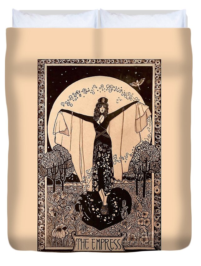 Stevie Nicks Duvet Cover featuring the painting The Empress by Kathy Zyduck