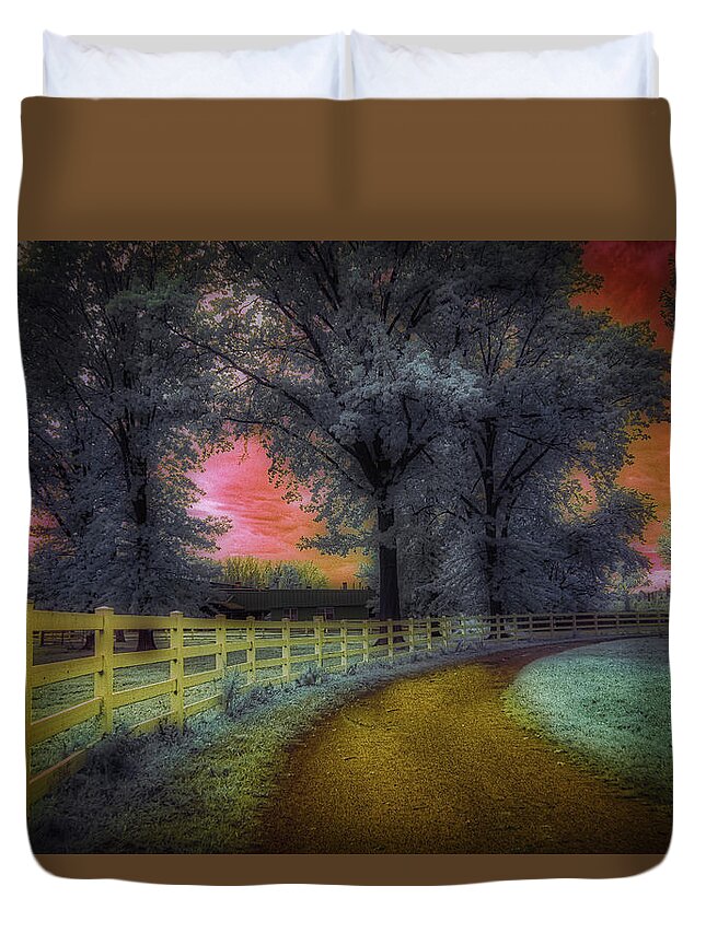 Bergen Equestrian Center Duvet Cover featuring the photograph The Enchanted Forest by Penny Polakoff