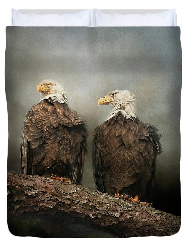 Bald Eagles Duvet Cover featuring the photograph The End Of The Storm by Jai Johnson