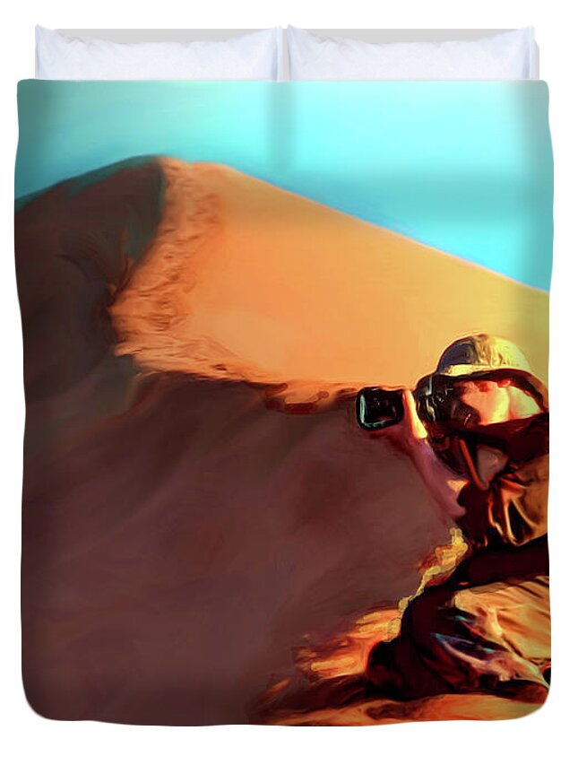 Sand Dune Duvet Cover featuring the painting The Explorer by Joel Smith