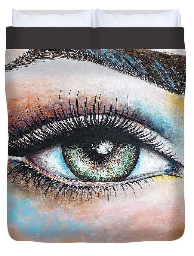 Eye Duvet Cover featuring the painting The Eye by Themayart