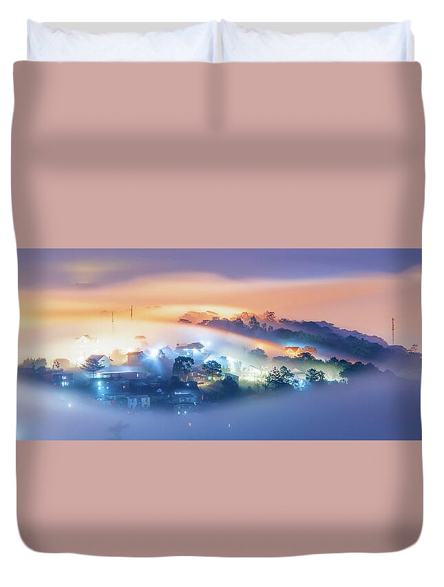 Fog Duvet Cover featuring the photograph the Eyes by Khanh Bui Phu