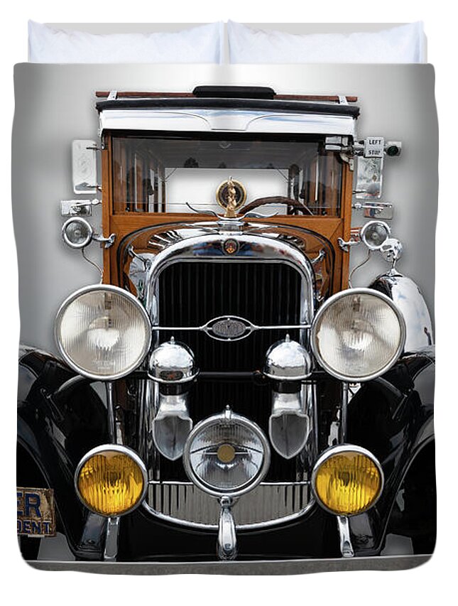California Duvet Cover featuring the photograph The Face of an Oldsmobile Woody Wagon by David Levin