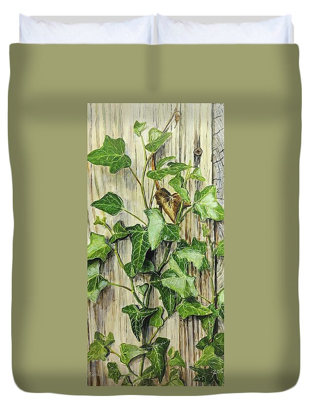Ivy Duvet Cover featuring the painting The Fallen Soldier by William Brody