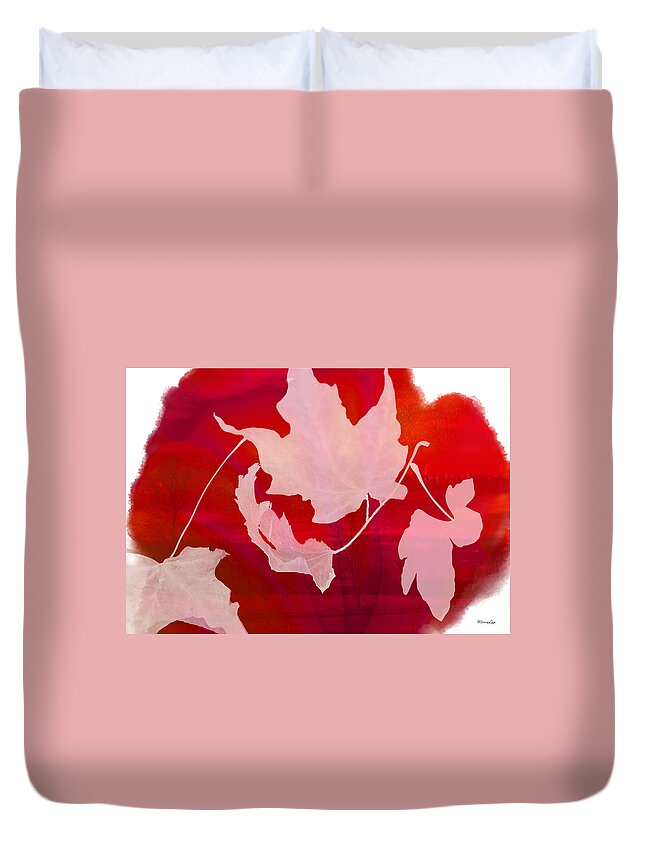 Red Duvet Cover featuring the mixed media The Falling Leaves by Moira Law