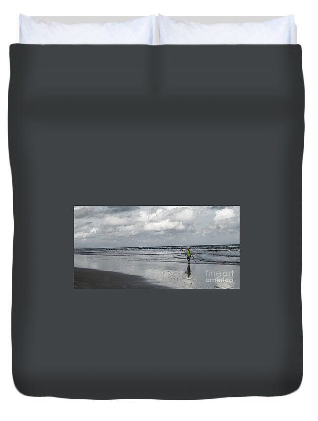 Fishing Duvet Cover featuring the photograph The Fisherman by Neala McCarten