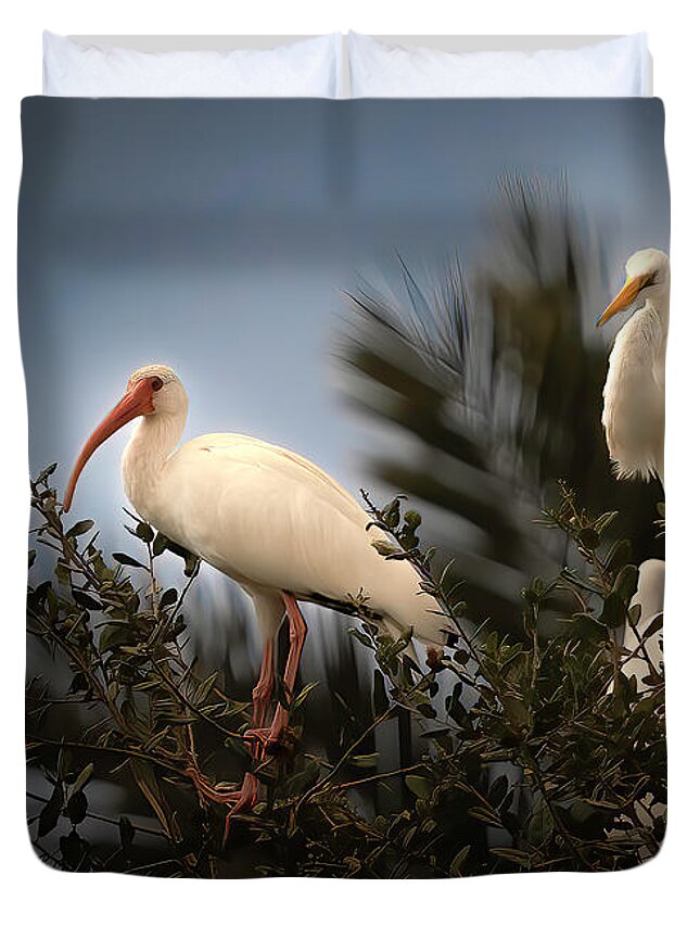 Birds Duvet Cover featuring the photograph The Gathering by Larry Marshall
