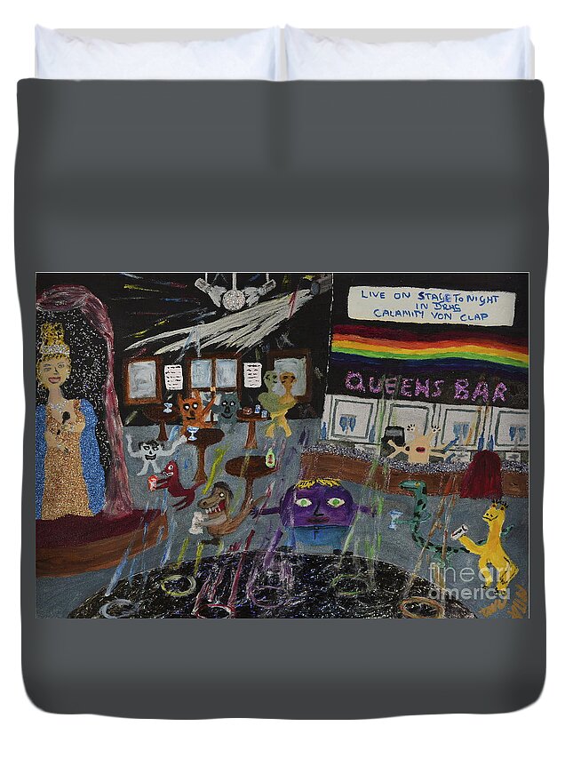 Lgbtq Duvet Cover featuring the painting The Gay scene is not what it once was by David Westwood