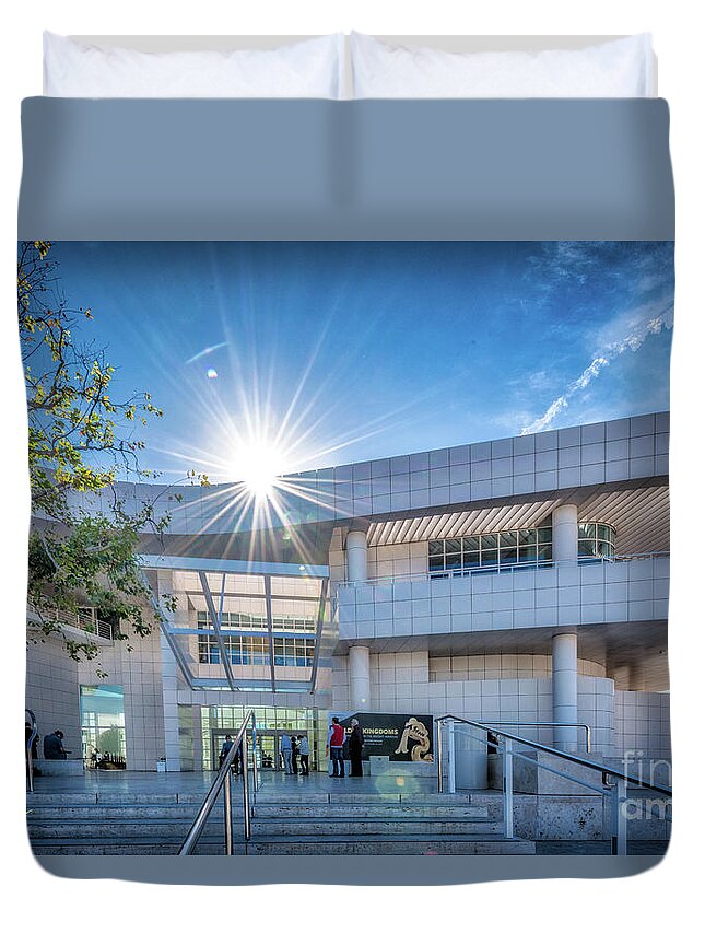 Brentwood Duvet Cover featuring the photograph The Getty's Museum Entrance by David Levin