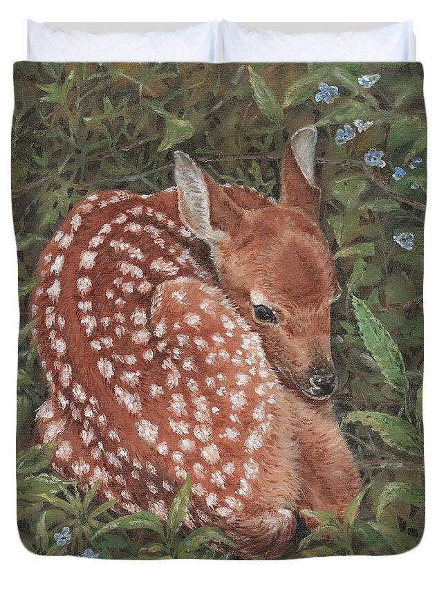 Wildlife Duvet Cover featuring the drawing The Gift by Michelle Garlock