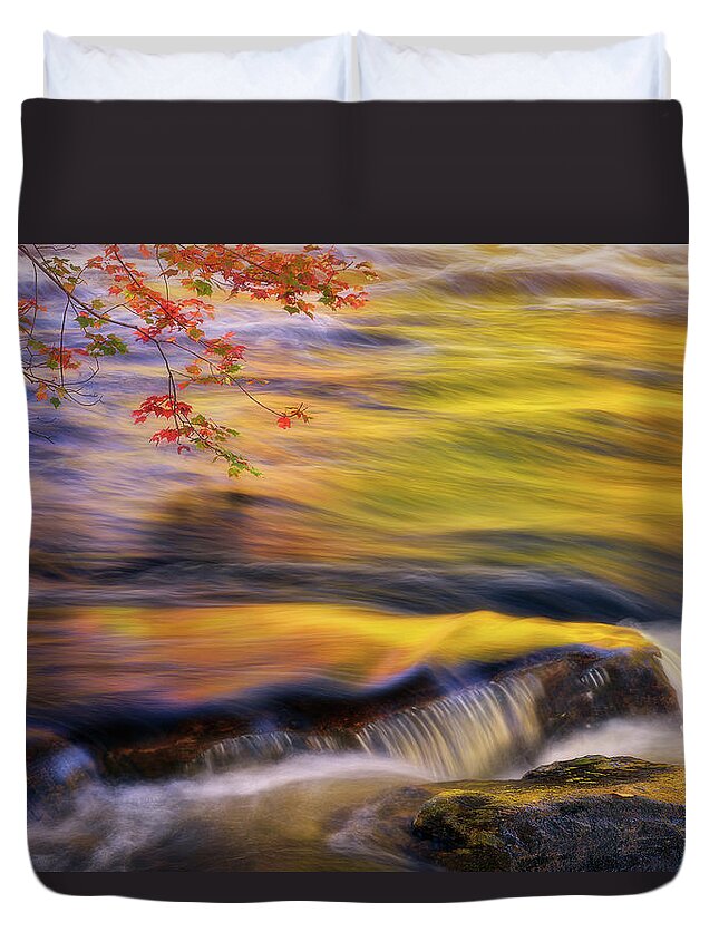 River Duvet Cover featuring the photograph The Golden Flow by Henry w Liu
