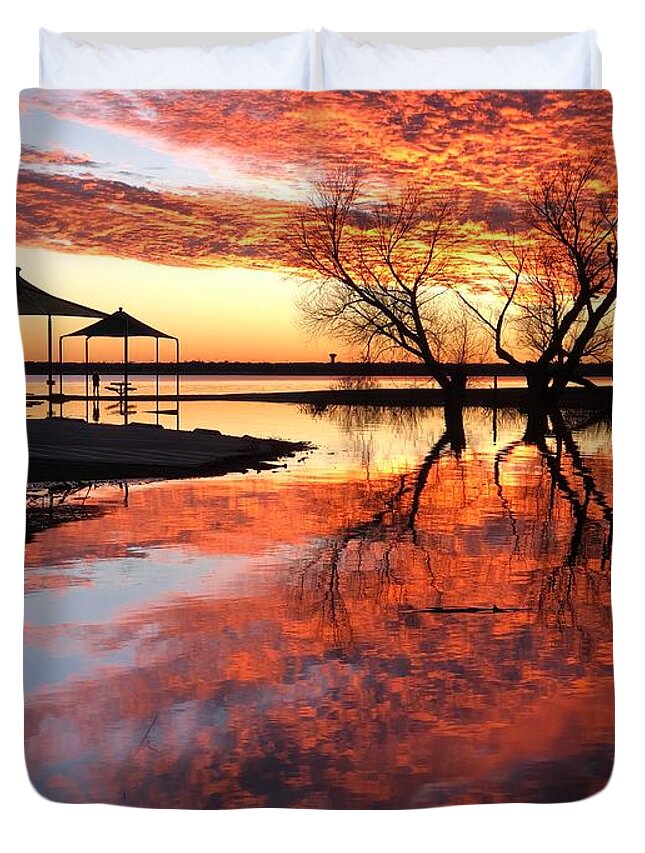 Sunset Duvet Cover featuring the photograph The Golden Hour by Doris Aguirre