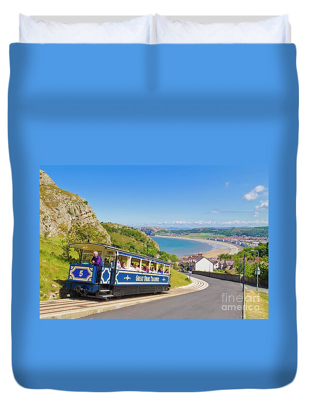 Llandudno Duvet Cover featuring the photograph The Great Orme tramway, Llandudno, Wales by Neale And Judith Clark