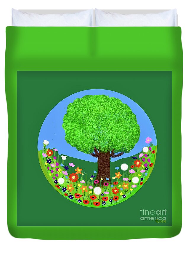 Tree Duvet Cover featuring the digital art The great tree illustration by Elaine Hayward