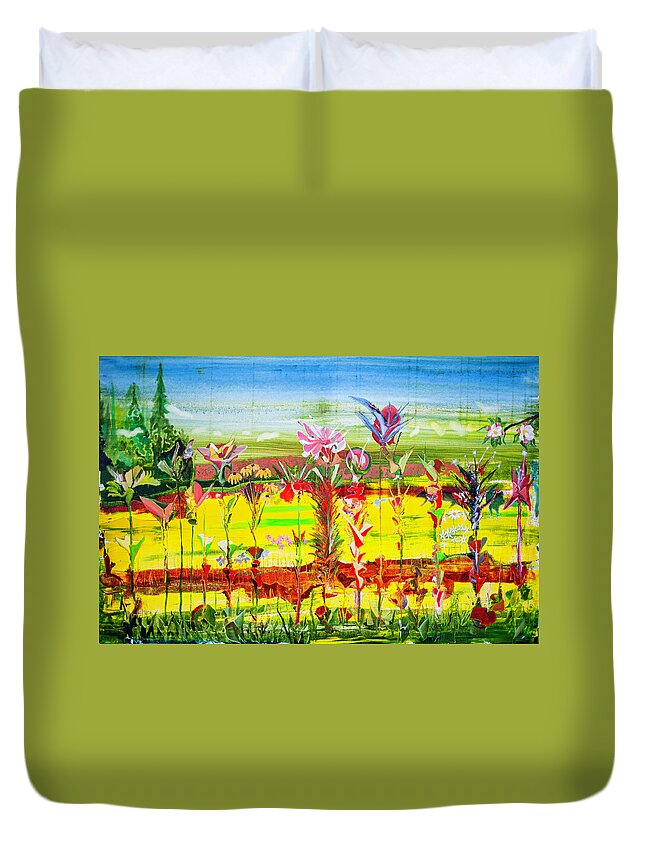 Garden Duvet Cover featuring the painting The Grounds Of Millington House III by James Lavott