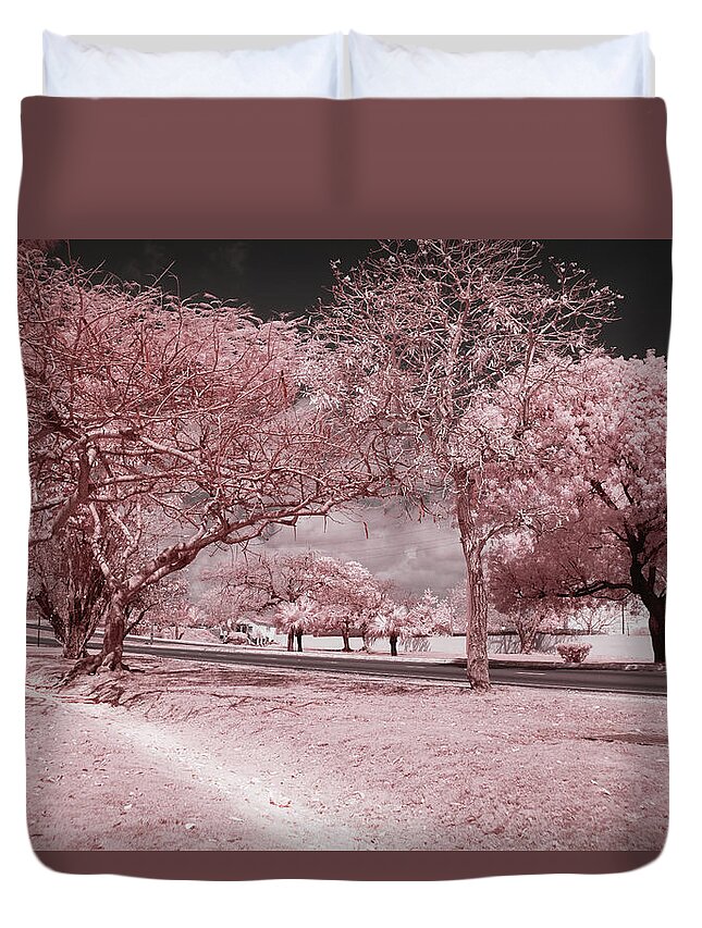 Infrared Photography Duvet Cover featuring the photograph The Highway and The Byway by Gian Smith