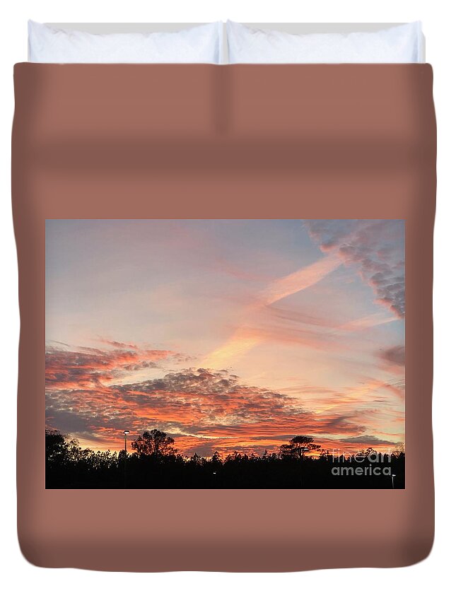 Sunset Duvet Cover featuring the photograph The Hill Sunset by Catherine Wilson