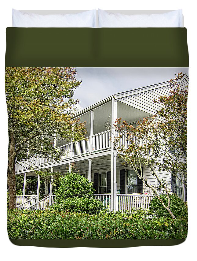 Langdon House Duvet Cover featuring the photograph The Historic Langdon House - Beaufort North Carolina by Bob Decker
