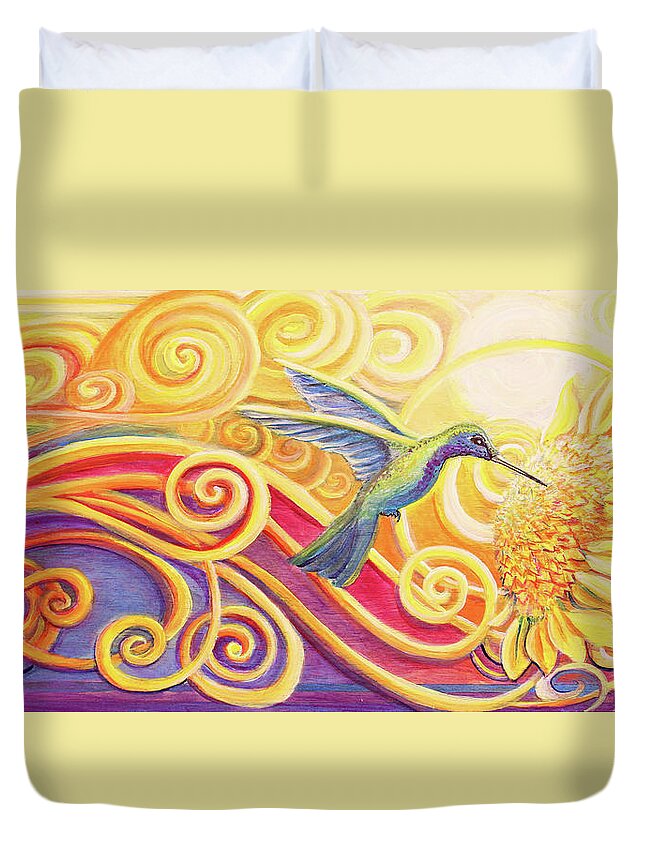 Hummingbird Duvet Cover featuring the painting The Hummingbird by David Sockrider