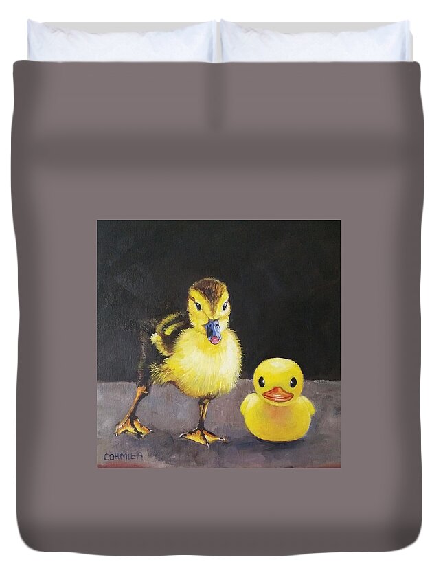 Duck Duvet Cover featuring the painting The Imposter by Jean Cormier