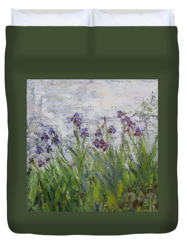 Painting Duvet Cover featuring the painting The Iris Family by Paula Pagliughi