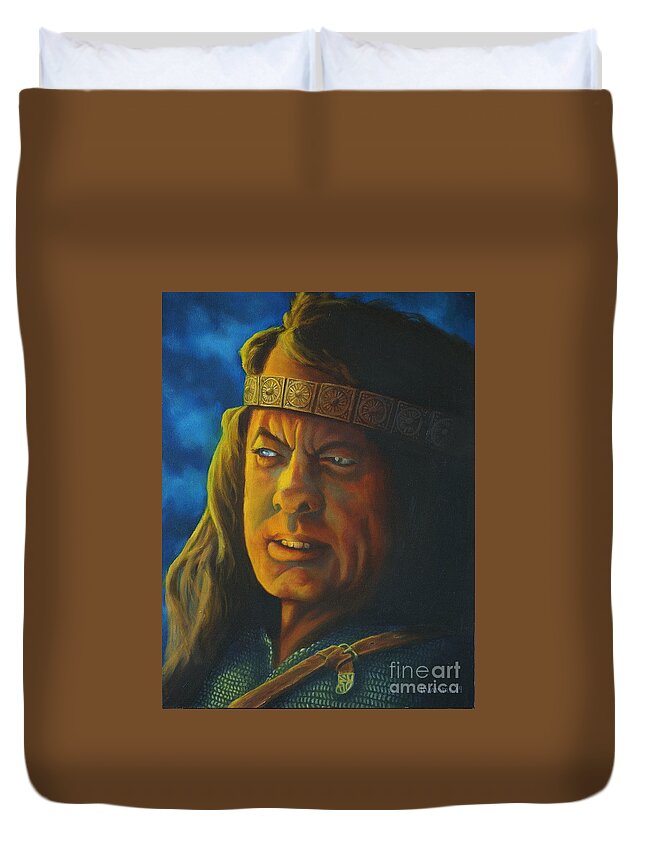 Medieval Duvet Cover featuring the painting The Jarl by Ken Kvamme