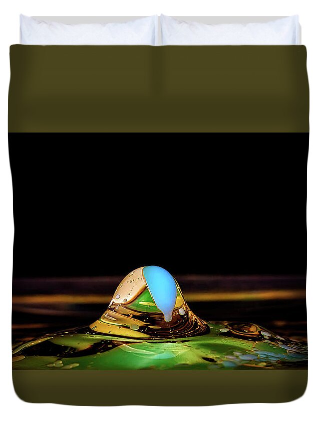 Water Drop Collisions Duvet Cover featuring the photograph The Jewel by Michael McKenney