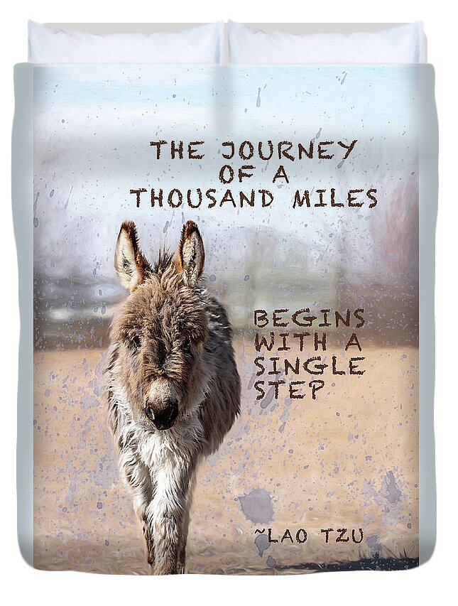 Donkey Duvet Cover featuring the photograph The Journey Of A Thousand Miles by Jennifer Grossnickle
