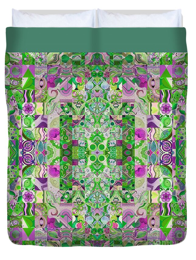 The Joy Of Design 64 Quadrupled 8 Sping Variation By Helena Tiainen Duvet Cover featuring the painting The Joy of Design 64 Quadrupled 8 Spring Variation by Helena Tiainen