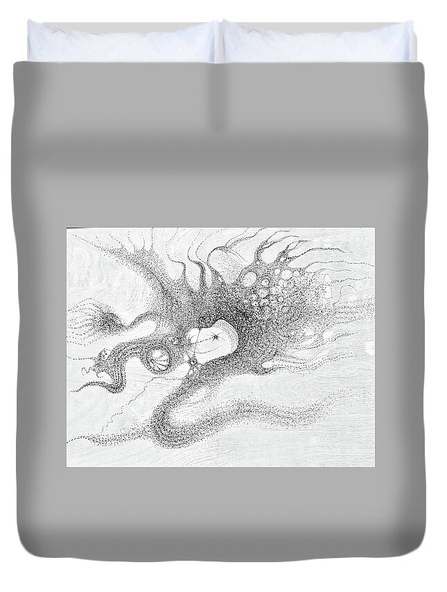 Storm Duvet Cover featuring the drawing The Kite by Franci Hepburn