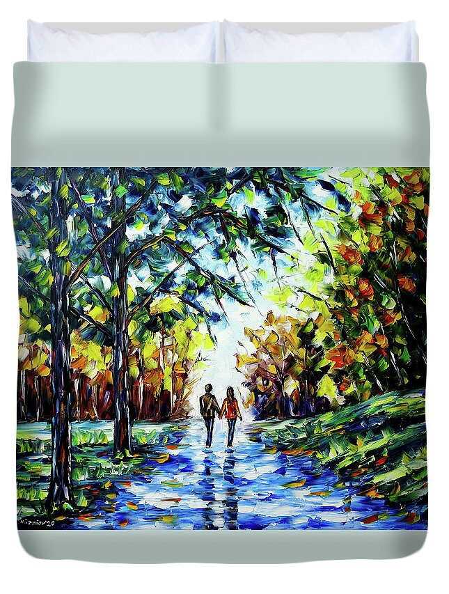 Summer Park Duvet Cover featuring the painting The Last Days Of Summer by Mirek Kuzniar