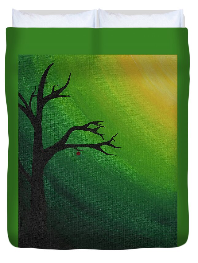 Painted Duvet Cover featuring the painting The Last Fruit by Amelia Pearn