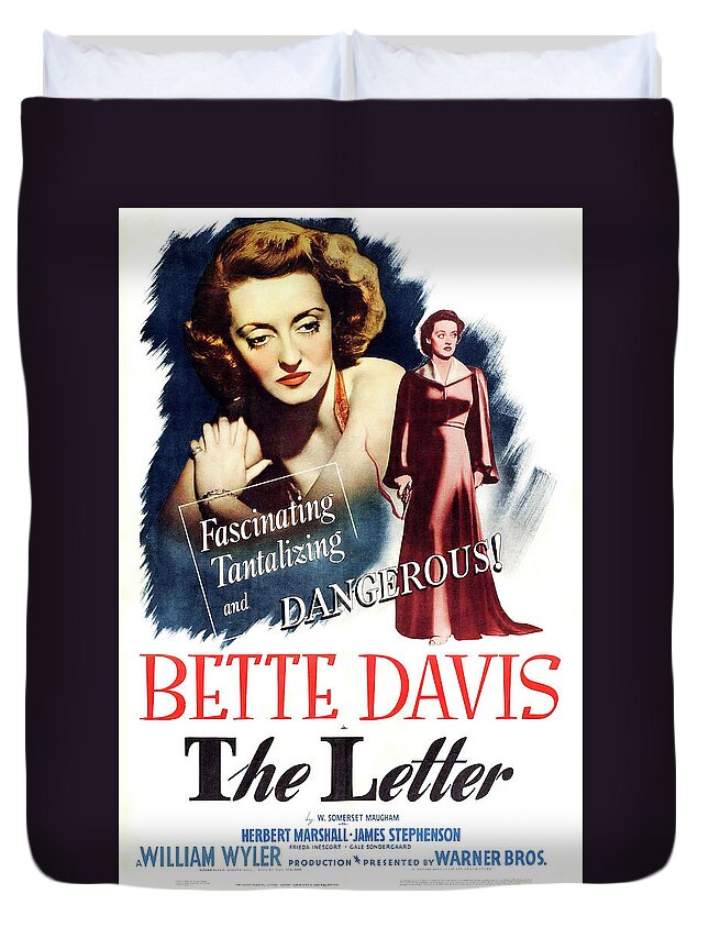 Letter Duvet Cover featuring the mixed media ''The Letter'', with Bette Davis, 1940 by Stars on Art