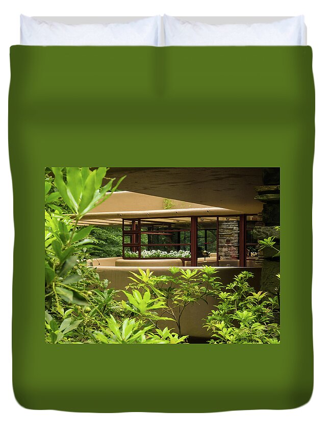 2-events/trips Duvet Cover featuring the photograph The Living Areas View at Falling Waters by Louis Dallara