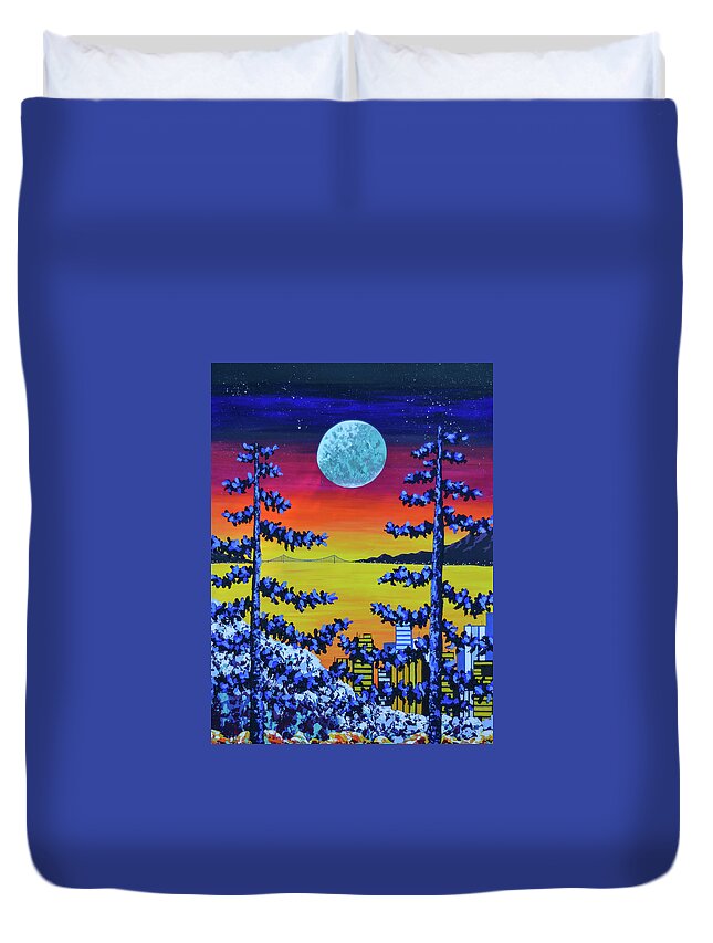 San Francisco Duvet Cover featuring the painting The Living Bay by Ashley Wright