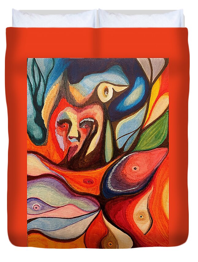 Nature Duvet Cover featuring the mixed media The Living Ether by Jeff Malderez