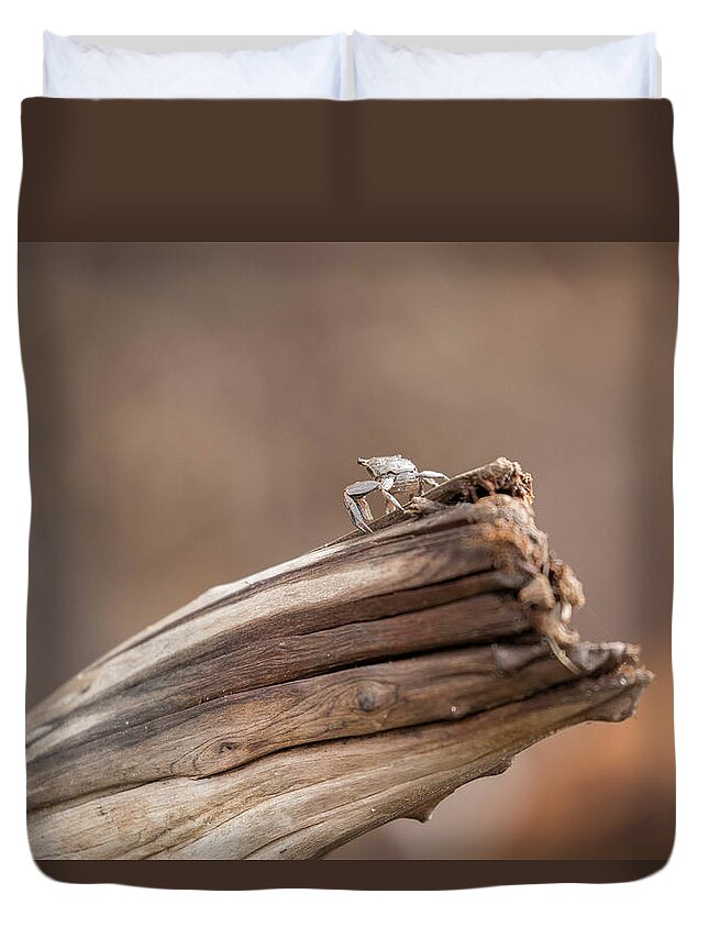 Crab Duvet Cover featuring the photograph The Lone Crab by Jessica Brown