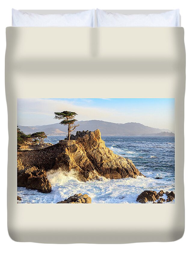 Ngc Duvet Cover featuring the photograph The Lone Cypress by Robert Carter