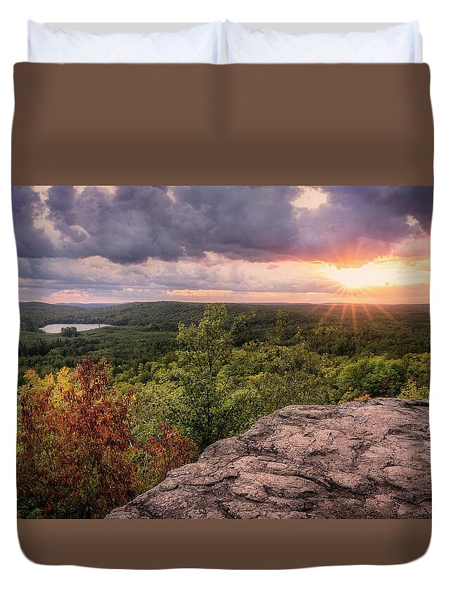 Landscape Duvet Cover featuring the photograph The Lookout by Nate Brack