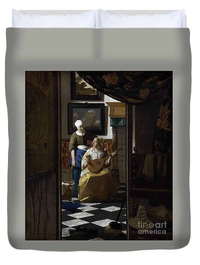 1670 Duvet Cover featuring the painting The Love Letter by Vermeer