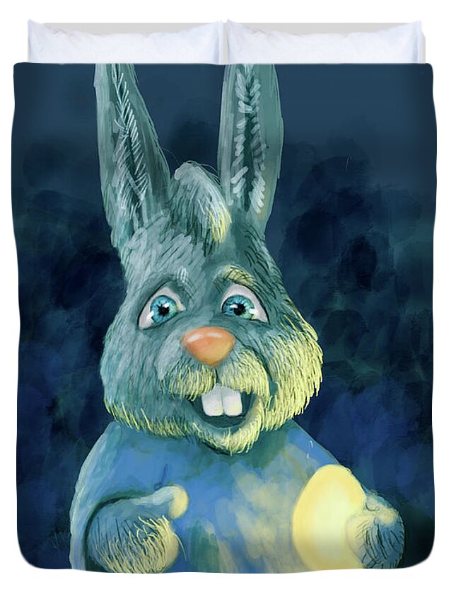 Bunny Duvet Cover featuring the digital art The Luminous Egg by Larry Whitler