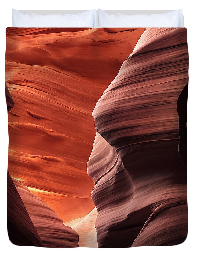 Antelope Canyon Duvet Cover featuring the photograph The Majestic Sandstone Walls Of Antelope Canyon by Gregory Ballos
