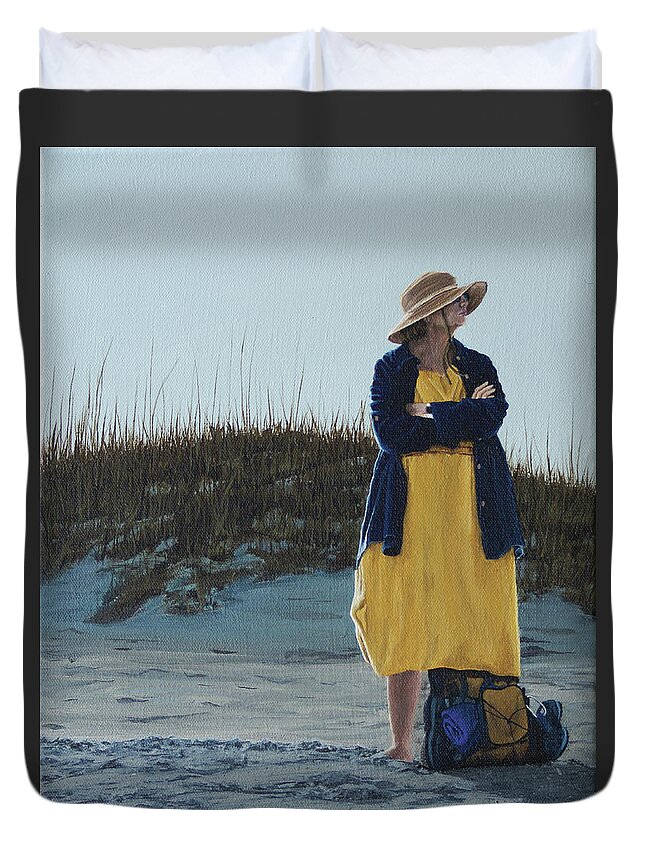 Woman Duvet Cover featuring the painting The Matron by Heather E Harman
