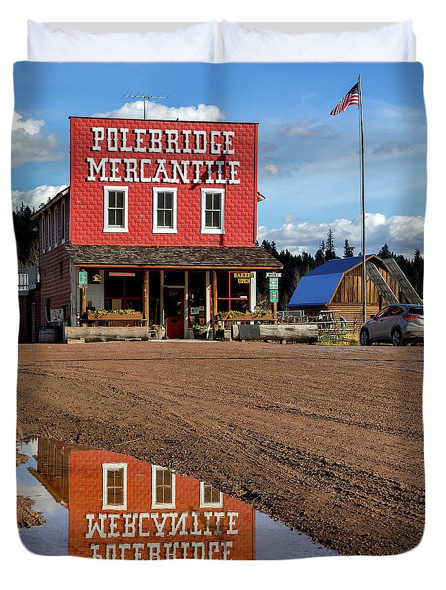 Polebridge Duvet Cover featuring the photograph The Merc by Jack Bell